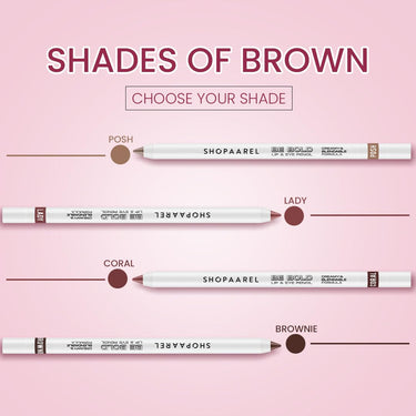 SHOPAAREL BE BOLD Lip & Eye Pencil, 2-in-1 Lip & Eye Liner, Creamy & Blendable, Lip Liner, Built-In Sharpener, Matte Finish, Eye Liner, Intense Pigment, Smudge-Proof, Long Lasting-0.4 Gm, Lady